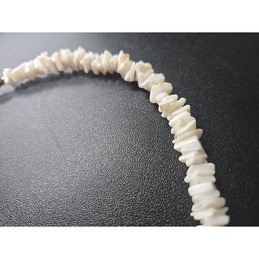 Vintage 80's White Puka Shell Necklace Choker 16" - Picture 5 of 8